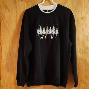 LIKE NEW King Universal Retro Winter Scene Embellished Sweatshirt Black White 2X